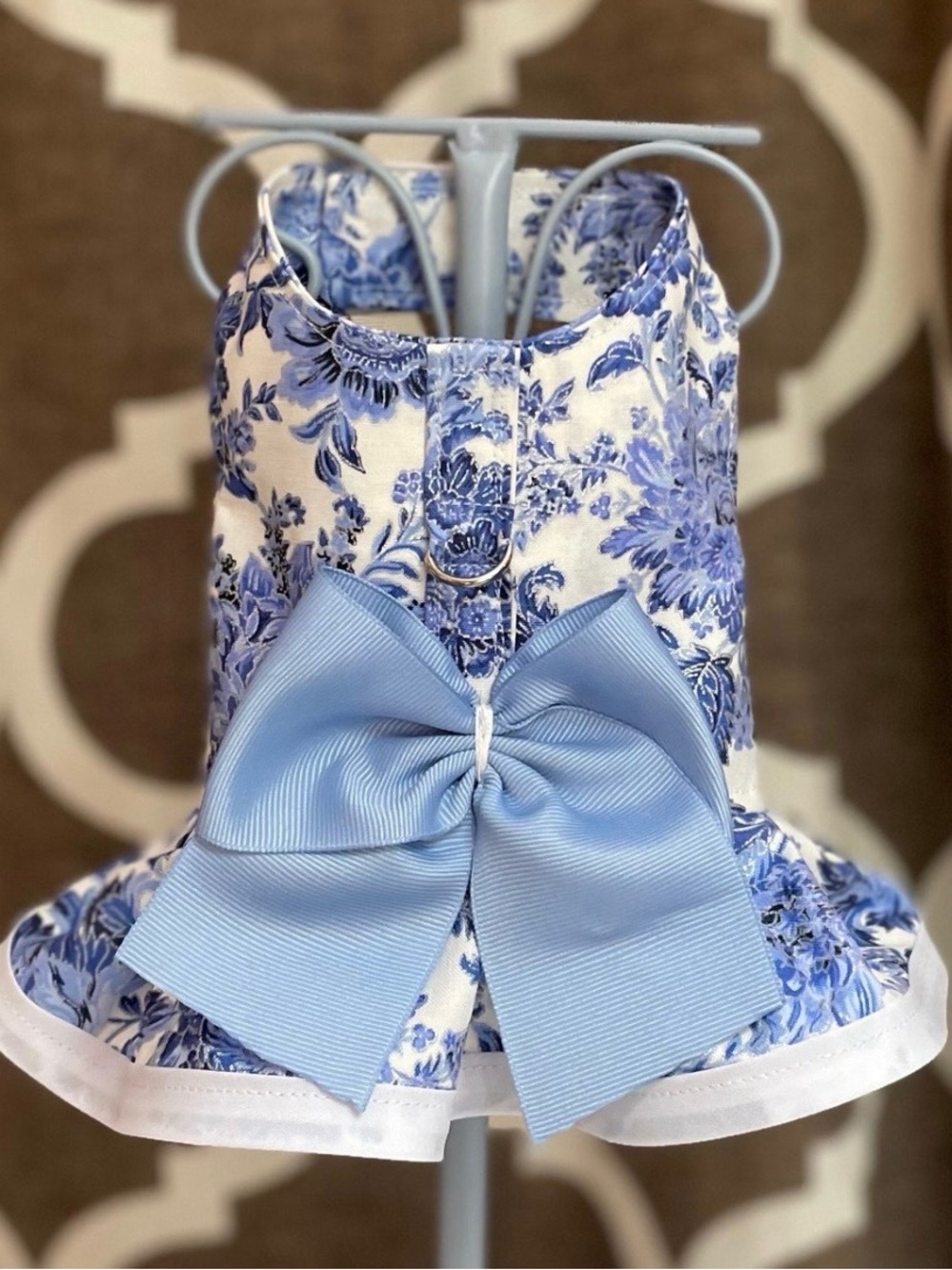 Dog Harness with Ruffle: Vintage Tea Party